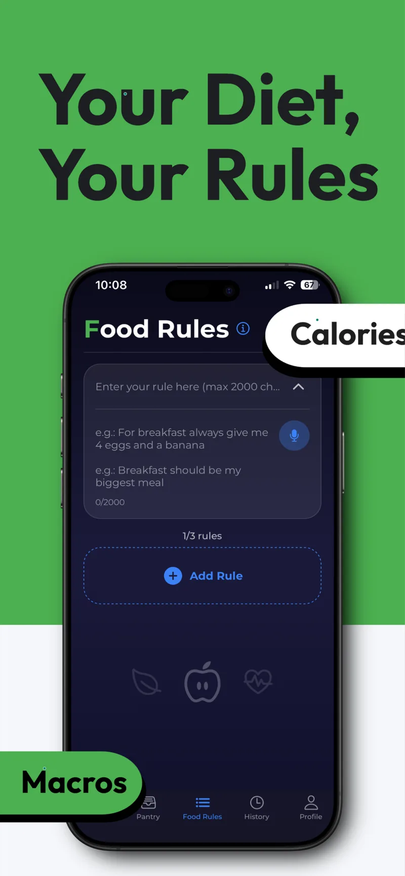 Vegan Food Rules setup in Qedamio app